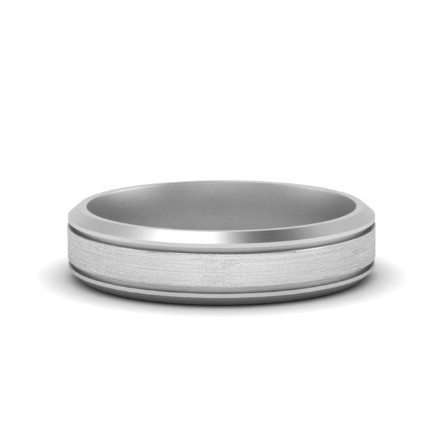 Beveled Inlay Mens Wedding Band