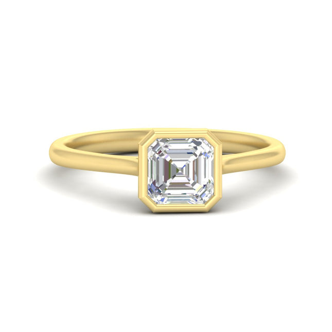 Asscher Cut Petite Bezel Solitaire Engagement Ring