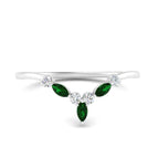 14k White Gold / Green Emerald / Lab Grown