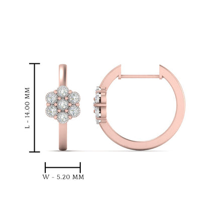 Flower Small 2 Tone Hoop Huggie Earrings