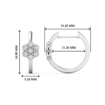 Flower Small 2 Tone Hoop Huggie Earrings