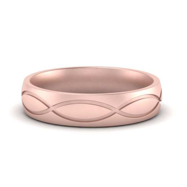 Infinity Grooved Mens Gold Ring