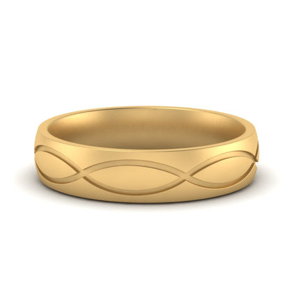 Infinity Grooved Mens Gold Ring