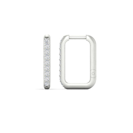 Rectangle Diamond Hoop Earring